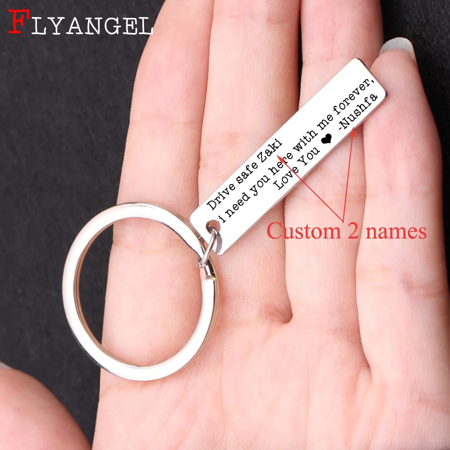 Key Chain Customized 2 Names Keyring Engraved Drive safe Love You For Couples Husband Valentine Day Gifts Car Key Tag Jewelry
Key Chain Customized 2 Names Keyring Engraved Drive safe Love You For Couples Husband Valentine Day Gifts Car Key Tag Jewelry