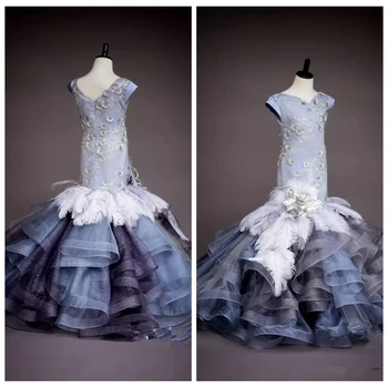 2019 Short Sleeves Lace Slim Mermaid Flower Girls Dresses Pageant Party Gowns Flowers Appliques Tulle Tiered Long Prom Gowns
2019 Short Sleeves Lace Slim Mermaid Flower Girls Dresses Pageant Party Gowns Flowers Appliques Tulle Tiered Long Prom Gowns
