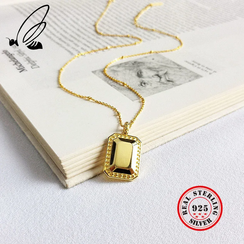 Real 925 Sterling Silver Jewelry Rectangle Mirror Pendant Necklace For Women Men Simple Gold Chain Geometric Kolye Bijoux Gifts
Real 925 Sterling Silver Jewelry Rectangle Mirror Pendant Necklace For Women Men Simple Gold Chain Geometric Kolye Bijoux Gifts