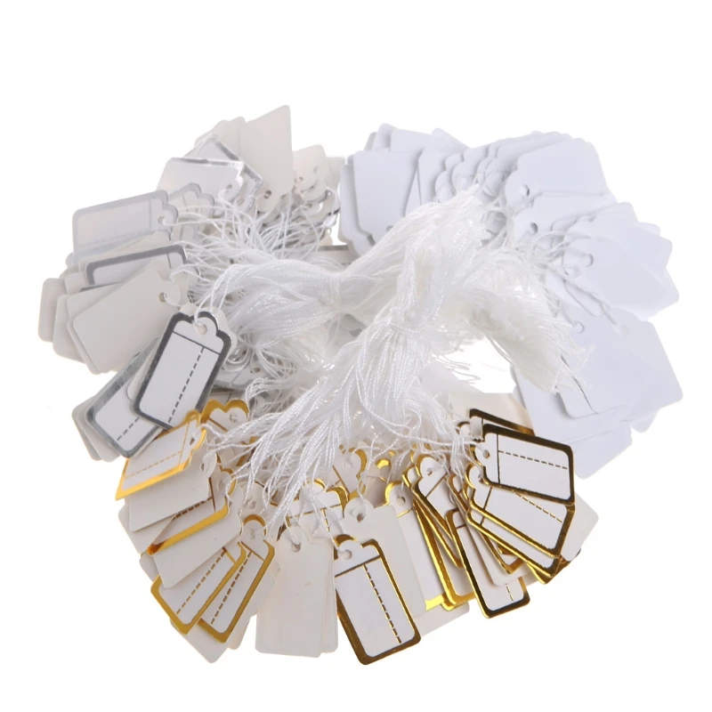 100pcs Paper Jewelry Price Tags Strung Pricing Tag with String Gold and Silver Store Accessories Necessity Lable Tag Paper
100pcs Paper Jewelry Price Tags Strung Pricing Tag with String Gold and Silver Store Accessories Necessity Lable Tag Paper