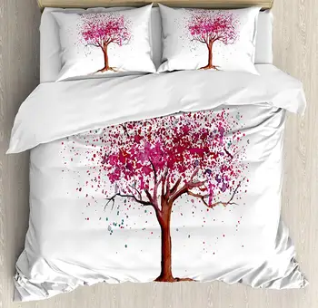 Floral Duvet Cover Set, Japanese Cherry Blossom Buds Sakura Tree in Watercolor Beauty Essence Artwork, 3 Piece Bedding Set
Floral Duvet Cover Set, Japanese Cherry Blossom Buds Sakura Tree in Watercolor Beauty Essence Artwork, 3 Piece Bedding Set