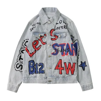 Plus Size Original Men's Jacket Graffiti High Street Denim Cardigan Hip Hop Mens Jackets and Coats Street Fashion Bomber Jacket
Plus Size Original Men's Jacket Graffiti High Street Denim Cardigan Hip Hop Mens Jackets and Coats Street Fashion Bomber Jacket