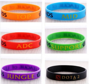 

1pcs, New Trendy LOL League of Legend Wristband, Silicon Bracelet with ADC, JUNGLE, MID, SUPPORT, Printed Band,