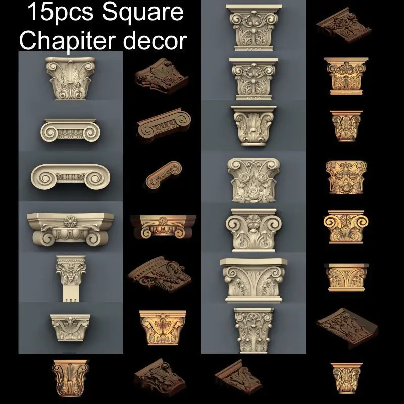 15pcs Square Chapiter decor 3d model STL relief for cnc STL format 3d model for cnc stl relief artcam vectric aspire
15pcs Square Chapiter decor 3d model STL relief for cnc STL format 3d model for cnc stl relief artcam vectric aspire