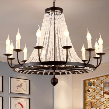 American living room chandelier European style antique iron round crystal personalized art style warm restaurant bedroom lamps
American living room chandelier European style antique iron round crystal personalized art style warm restaurant bedroom lamps