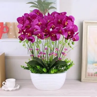 Phalaenopsis flower simulation suite living room decoration flower vase ornaments whole silk floral decoration pot 
Phalaenopsis flower simulation suite living room decoration flower vase ornaments whole silk floral decoration pot