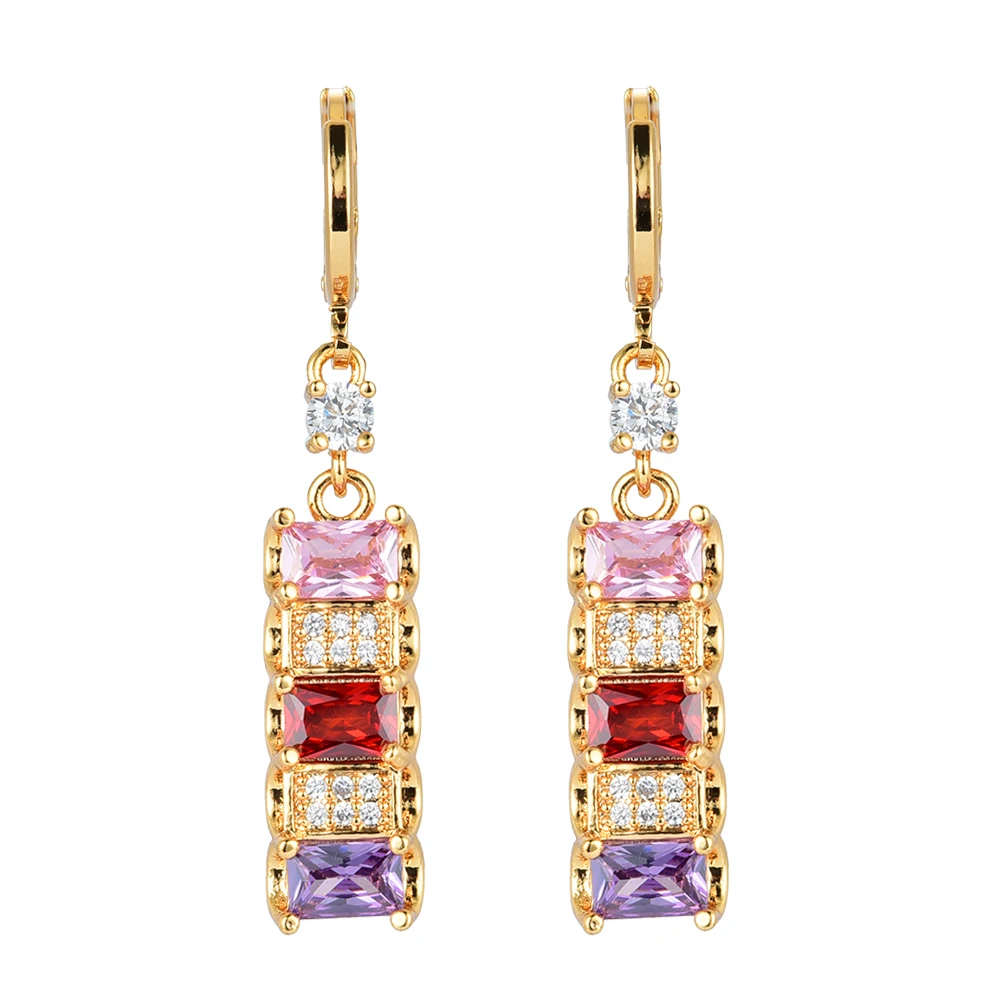 Multi-color CZ Gold Color Earrings Cubic Zirconia Drop Dangle Earrings Jewelry for Women Girls
Multi-color CZ Gold Color Earrings Cubic Zirconia Drop Dangle Earrings Jewelry for Women Girls