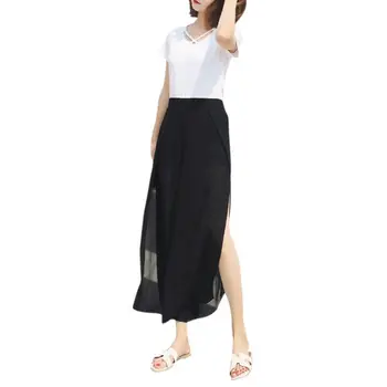 Chiffon Split Wide Leg Ankle-length Trousers Loose Pant Fashion Elastic Waist Female Casual 2018 Women's Summer Pants Black/Pink 
Chiffon Split Wide Leg Ankle-length Trousers Loose Pant Fashion Elastic Waist Female Casual 2018 Women's Summer Pants Black/Pink