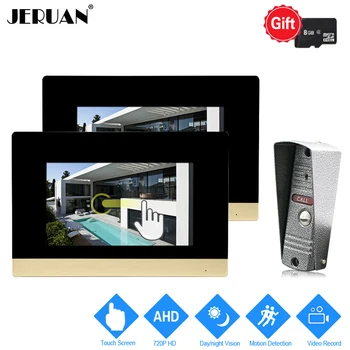 

JERUAN 720P AHD Motion Detection 7`` Touch Screen Video Door Phone Doorbell Intercom System 2 Record Monitor + HD IR Mini Camera