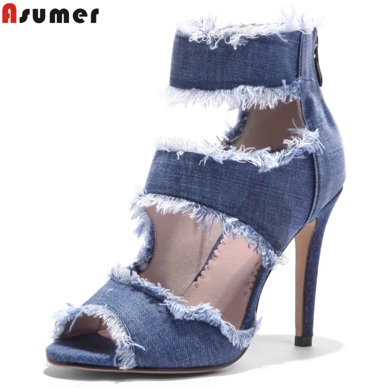 ASUMER Large size 34-43 New fashion summer shoes peep toe denim high heels gladiator women sandals sexy lady date shoes woman
ASUMER Large size 34-43 New fashion summer shoes peep toe denim high heels gladiator women sandals sexy lady date shoes woman