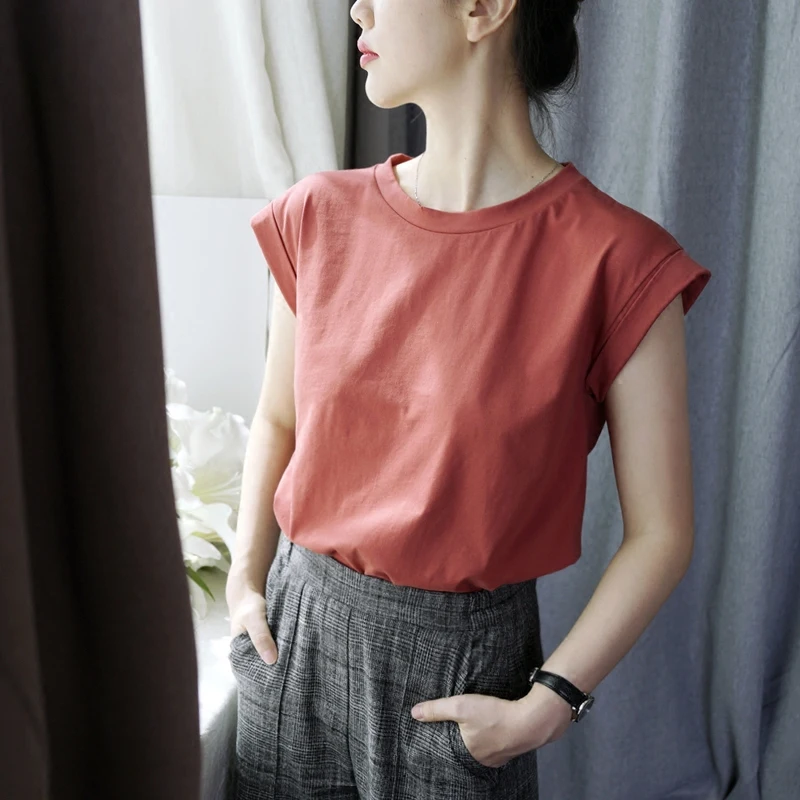2019 Spring Summer Woman Cotton T Shirts Sleeveless Solid O Neck Casual Tees Tops Female Plus Size
2019 Spring Summer Woman Cotton T Shirts Sleeveless Solid O Neck Casual Tees Tops Female Plus Size