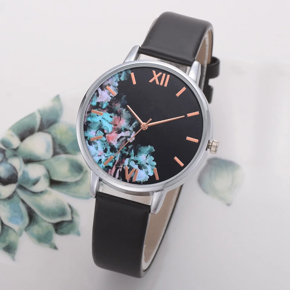 Lvpai/модные часы с серебряными цветами и кожаным ремешком женские часы-браслет из