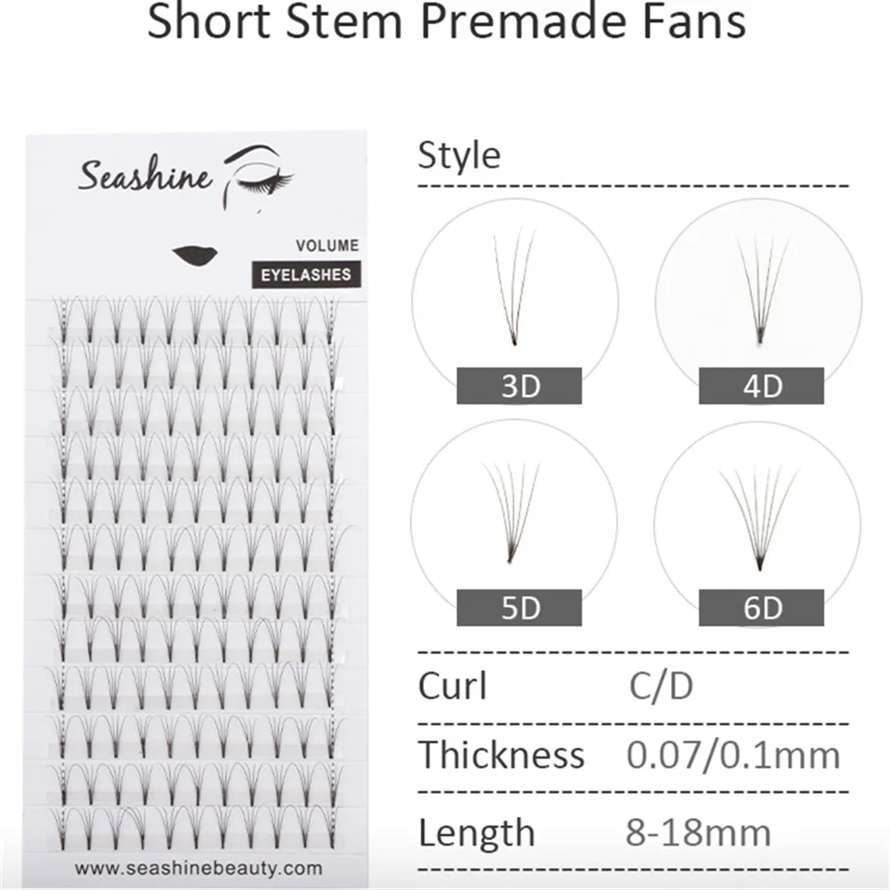 Volume Lash Tray Premade Fans Short Stem Eyelash Extension 3D-6D 8-18mm Print Logo Premade Volume Fans Volume Lash Extension 
Volume Lash Tray Premade Fans Short Stem Eyelash Extension 3D-6D 8-18mm Print Logo Premade Volume Fans Volume Lash Extension
