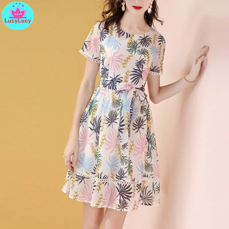 2019 new female summer Europe and the United States slim slimming short-sleeved printed chiffon dress
2019 new female summer Europe and the United States slim slimming short-sleeved printed chiffon dress
