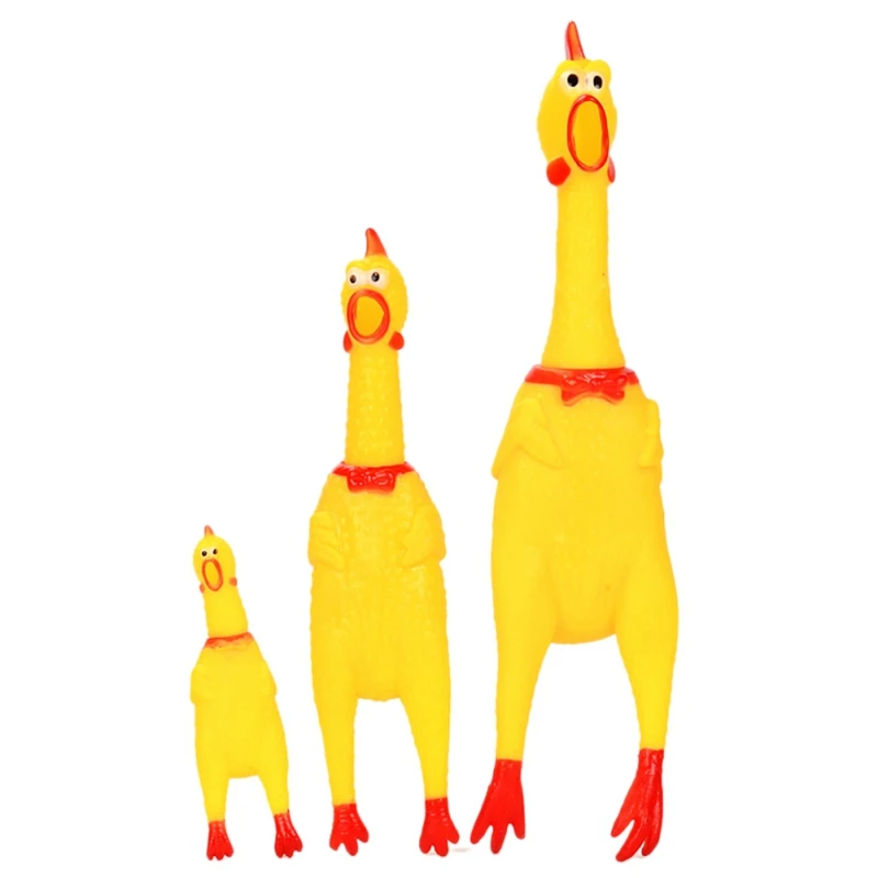 

30cm 17cm 41cm Dog Toys Squeak Rooster Screaming Rubber Chicken Pet Squeaker Chew Squeeze Sound Toy Shrilling Decompression Tool