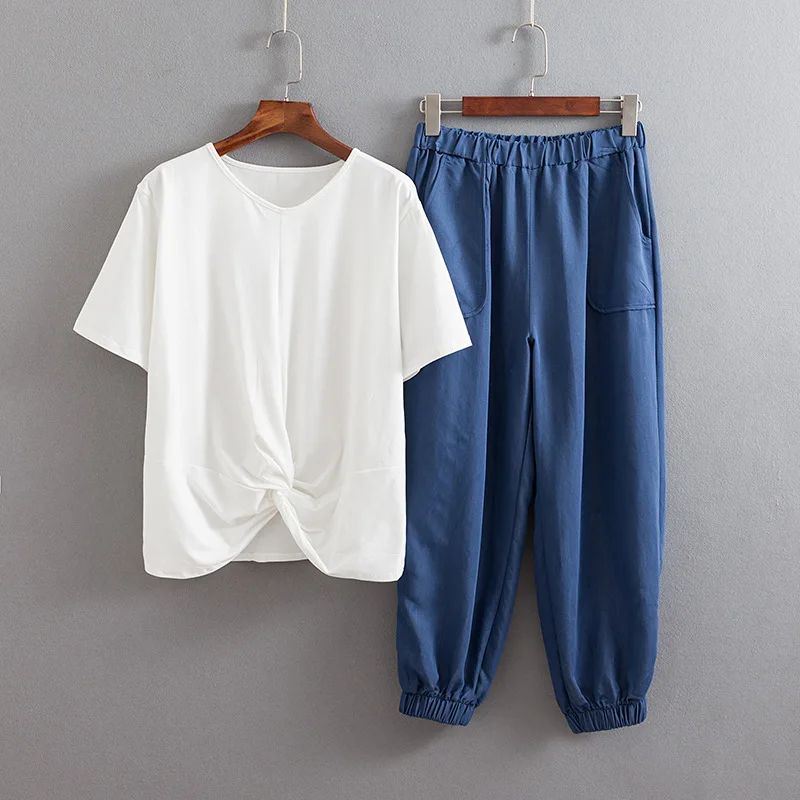 2019 Plus Size Casual Two-piece Set Summer Women Clothing Fashion Loose Asymmetry T-shirts + Chiffon Harem pants T55-667
2019 Plus Size Casual Two-piece Set Summer Women Clothing Fashion Loose Asymmetry T-shirts + Chiffon Harem pants T55-667