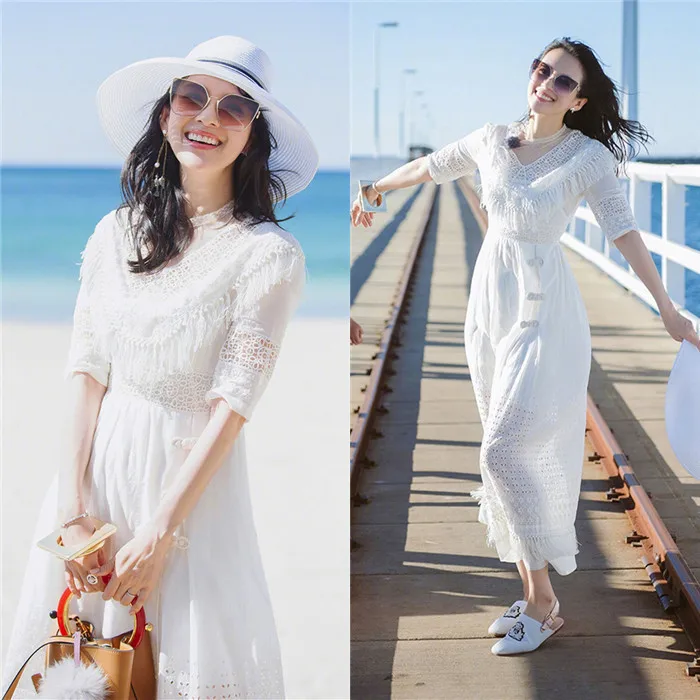 2019 Summer Zhang Ziyi Same paragraph Maiden style Middle-waisted Round collar half sleeve cotton material Ankle length Dress
2019 Summer Zhang Ziyi Same paragraph Maiden style Middle-waisted Round collar half sleeve cotton material Ankle length Dress
