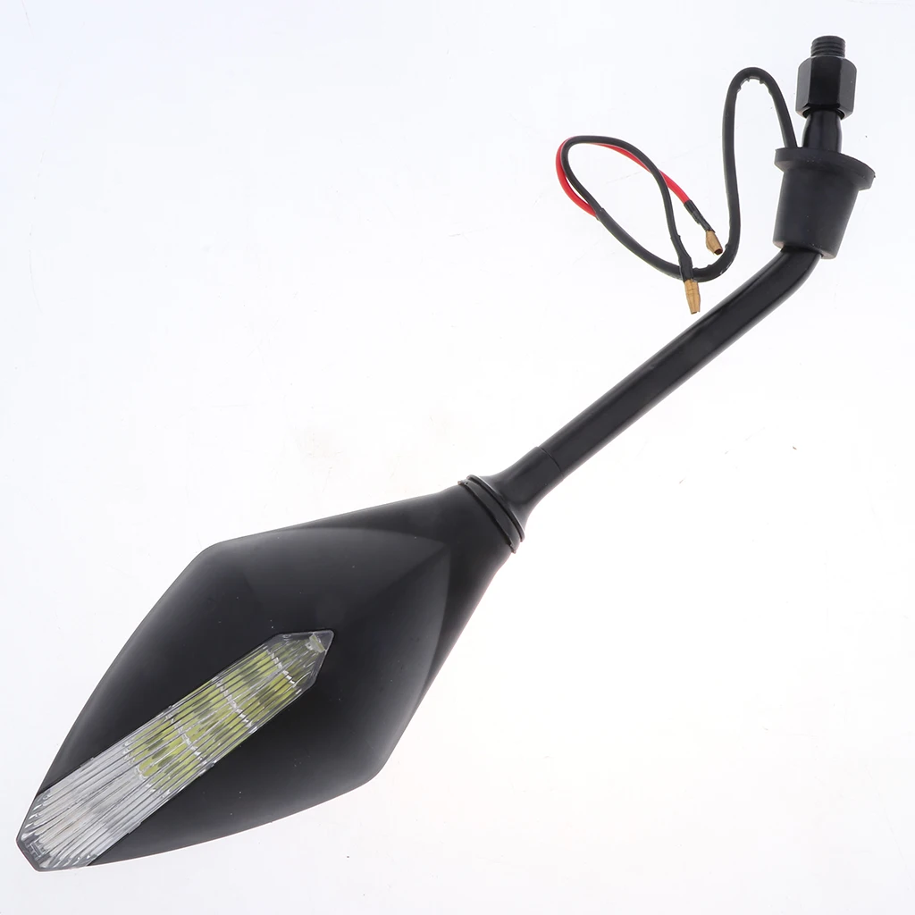 4X Universal 10mm Motorcycle Rearview Side Mirrors LED Turn Signal Red/Black High Toughness and Smooth Surface ABS Shell Glass