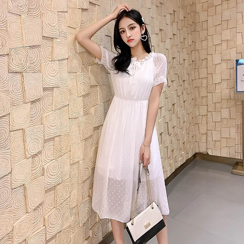 Casual Elegant Simple Black Dress Women Korean Style Grace Lady Lace-up Chiffon Dress Summer S-XL Short Sleeve White Robe Femme
Casual Elegant Simple Black Dress Women Korean Style Grace Lady Lace-up Chiffon Dress Summer S-XL Short Sleeve White Robe Femme