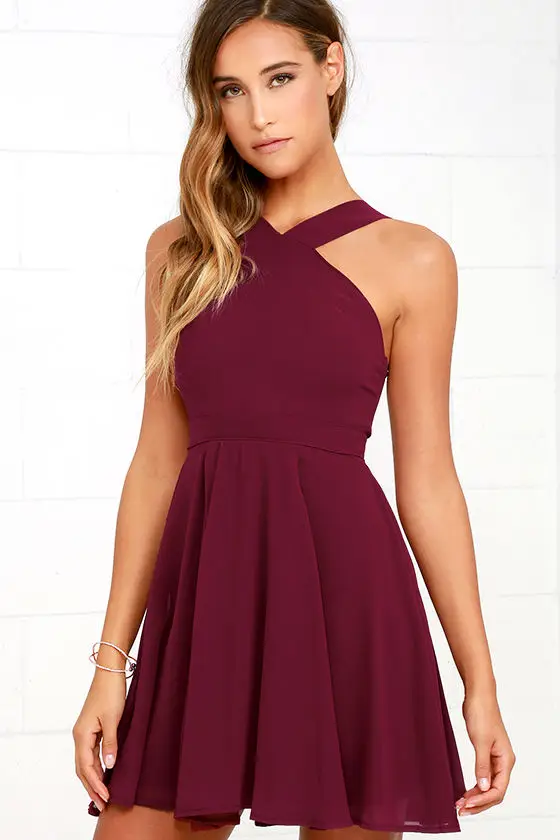 maroon skater dresses