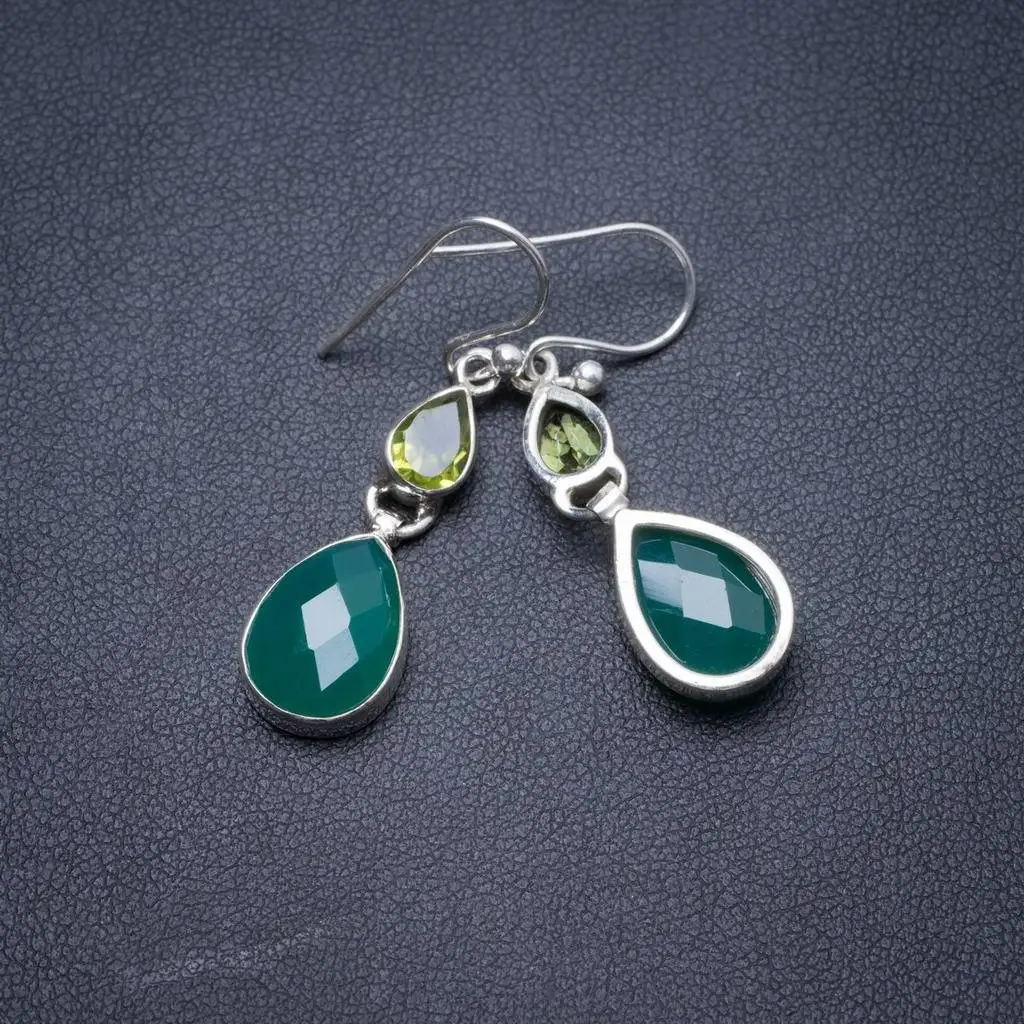 Natural Chrysoprase and Peridot Handmade Unique 925 Sterling Silver Earrings 1.5" Y3830
Natural Chrysoprase and Peridot Handmade Unique 925 Sterling Silver Earrings 1.5" Y3830