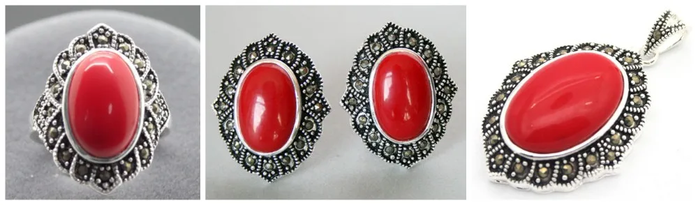 NEW Fashion designed Red Carved Lacquer Marcasite 925 Sterling Silver Oval Ring(#7-10) Earrings & Pandent jewelry sets
NEW Fashion designed Red Carved Lacquer Marcasite 925 Sterling Silver Oval Ring(#7-10) Earrings & Pandent jewelry sets