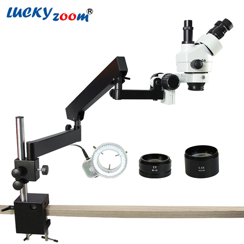 Фирменный стереомикроскоп Luckyzoom с шарнирным рычагом 3 5x 90X микроскоп SZM0.5X SZM2.0X