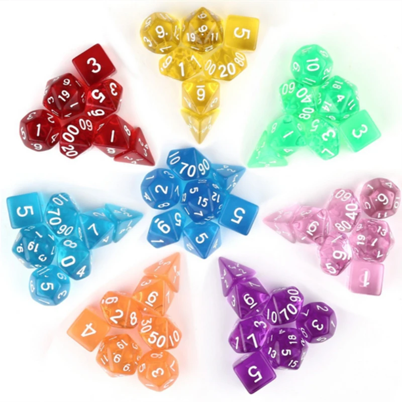 7pcs/set Transparent Polyhedral dice D4 D6 D8 D10 D12 D20 for Board Game entertainment Dice
7pcs/set Transparent Polyhedral dice D4 D6 D8 D10 D12 D20 for Board Game entertainment Dice