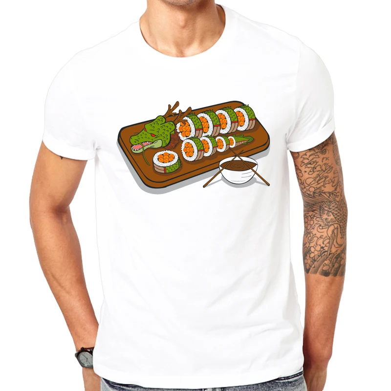 Sushi Dragon print men's t-shirt funny Dragon ball Z design Fashion cartoon short sleeve comfortable tops Casual men t shirts
Sushi Dragon print men's t-shirt funny Dragon ball Z design Fashion cartoon short sleeve comfortable tops Casual men t shirts