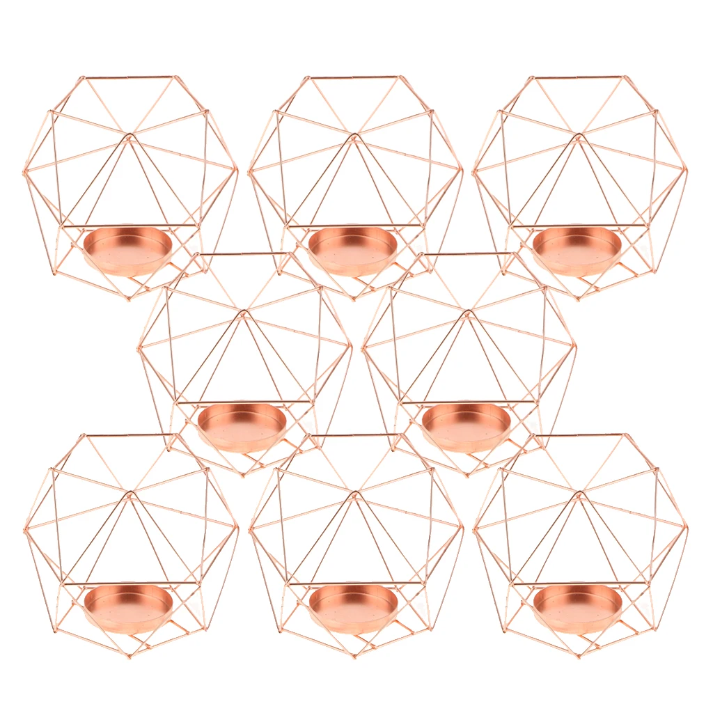 Rose Golden Geometric Candelabrum Table Home Candlelight Dinner Wedding Decorations 8-Set 
Rose Golden Geometric Candelabrum Table Home Candlelight Dinner Wedding Decorations 8-Set