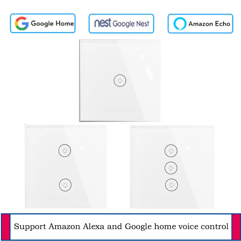 Tuya smart Remote wireless WiFi light switch EU/UK standard 1/2/3 gangs wall switch with Google support voice control smart home
Tuya smart Remote wireless WiFi light switch EU/UK standard 1/2/3 gangs wall switch with Google support voice control smart home