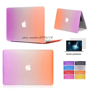 

Rainbow Ultra Slim Soft-Touch Plastic See Through Hard Shell Snap On Cover For Apple Laptop Macbook air pro 11 12 13 15 retina