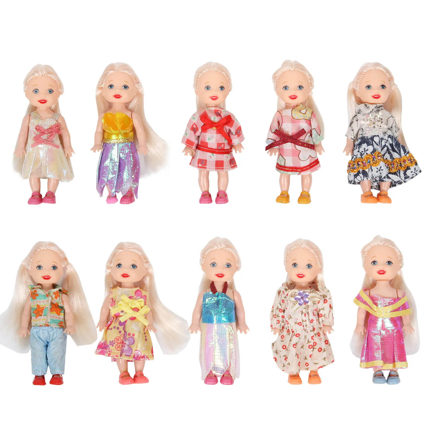 Huang Cheng Toys10pcs 4'' Mini Doll Colorful Clothes Fashion Dress for 4 Inch Girl Dolls Costume Gift To Baby Girl Toy Wholesale
Huang Cheng Toys10pcs 4'' Mini Doll Colorful Clothes Fashion Dress for 4 Inch Girl Dolls Costume Gift To Baby Girl Toy Wholesale