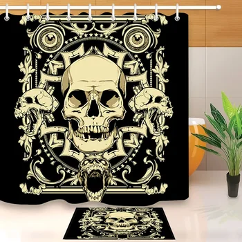 LB Retro Pirate Skull Extra Long Black Shower Curtain And Bath Mat Set Waterproof Halloween Bathroom Fabric For Bathtub Decor
LB Retro Pirate Skull Extra Long Black Shower Curtain And Bath Mat Set Waterproof Halloween Bathroom Fabric For Bathtub Decor