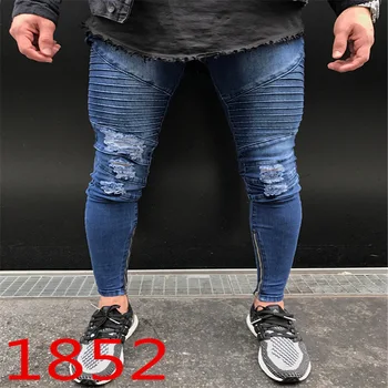 HOT 2020 Fashion Men's jeans fold knees ripped hole bottom zipper foot Slim hip hop dance denim biker jeans men's trousers
HOT 2020 Fashion Men's jeans fold knees ripped hole bottom zipper foot Slim hip hop dance denim biker jeans men's trousers