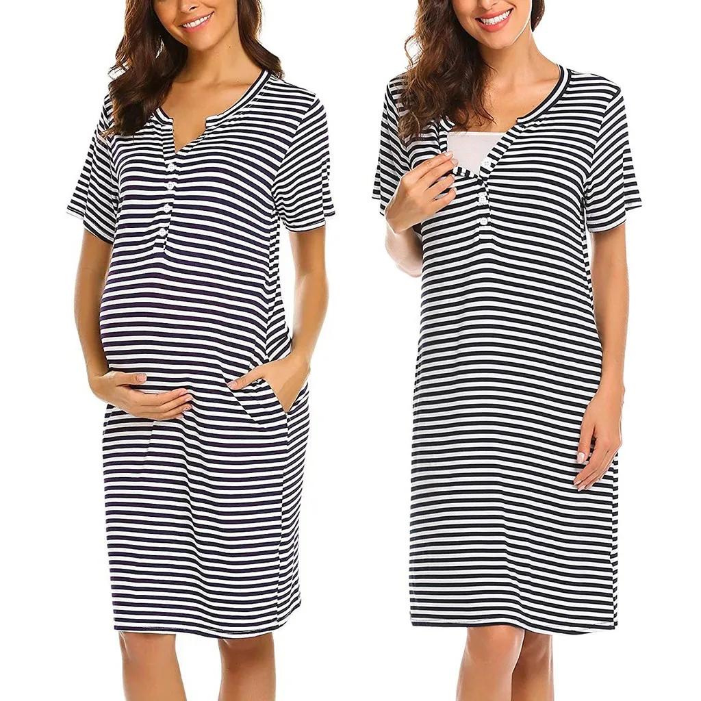 Fashion Maternity Clothing Womens Pregnants O-Neck Stripe Short Sleeve Nursing Maternity Dress 2019 Summer Soft Women's Dress
Fashion Maternity Clothing Womens Pregnants O-Neck Stripe Short Sleeve Nursing Maternity Dress 2019 Summer Soft Women's Dress