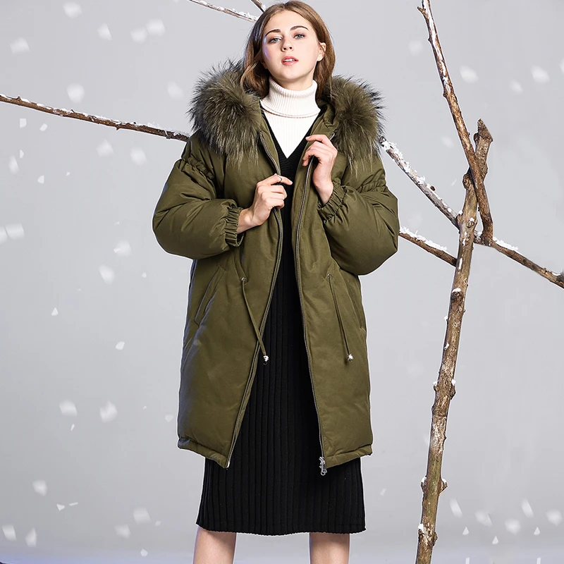 Large Real Fur Collar Coat Long Female Parkas 2018 Winter Jacket Women Jackets And Coats Thick Slim Ladies Outwear | Женская одежда