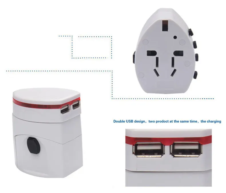 Dinto 20 шт./лот 2USB удобный все в одном зарядное устройство адаптер штепсельная вилка