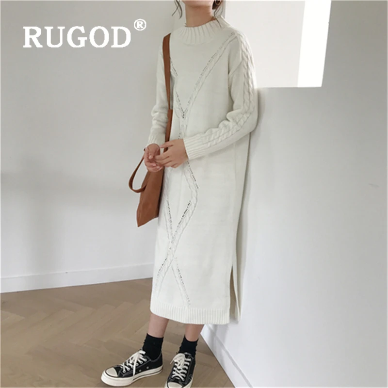 RUGOD New Autumn knitted women dress Korean chic twisted round neck ladies sweater dresses Fashion long sleebe split streetwear
RUGOD New Autumn knitted women dress Korean chic twisted round neck ladies sweater dresses Fashion long sleebe split streetwear