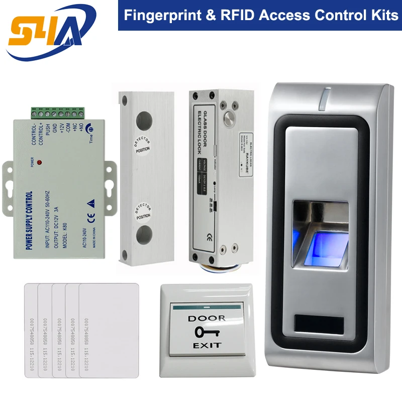 Система контроля доступа RFID Бескаркасный стеклянный дверной замок отпечаток