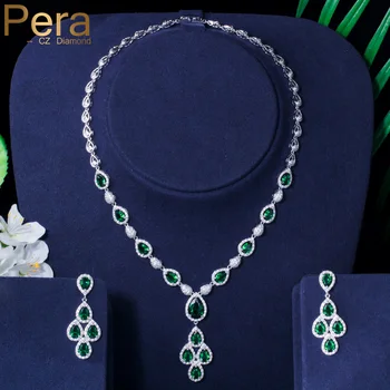 Pera Green and White Cubic Zirconia Classic Wedding Hanging Big Drop Earring Necklace Bridal Dress Jewelry Sets for Women J089
Pera Green and White Cubic Zirconia Classic Wedding Hanging Big Drop Earring Necklace Bridal Dress Jewelry Sets for Women J089
