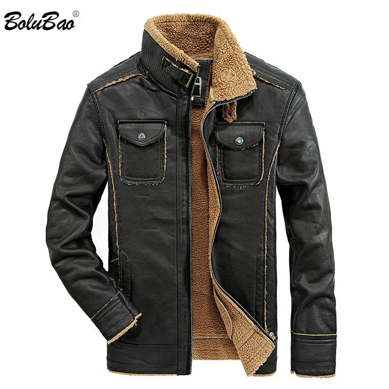 BOLUBAO Brand Men Winter Jacket Motorcycle Lined Fleece Pocket Decoration Leather Jacket Standing Collar Male Warm Jackets
BOLUBAO Brand Men Winter Jacket Motorcycle Lined Fleece Pocket Decoration Leather Jacket Standing Collar Male Warm Jackets