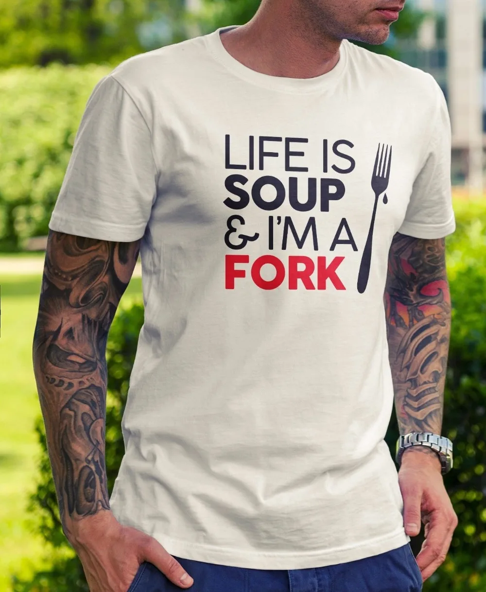 Newest 2019 Fashion Sleeves Cotton T-Shirt Fashion Life Is Soup & I'M A Fork Men'S T-Shirt t Shirt Making
Newest 2019 Fashion Sleeves Cotton T-Shirt Fashion Life Is Soup & I'M A Fork Men'S T-Shirt t Shirt Making