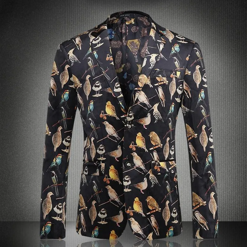 Bird Print Notch Lapel Slim Fit Autumn Casual Blazers Fashion Evening Party Fancy Blazer Masculino
Bird Print Notch Lapel Slim Fit Autumn Casual Blazers Fashion Evening Party Fancy Blazer Masculino
