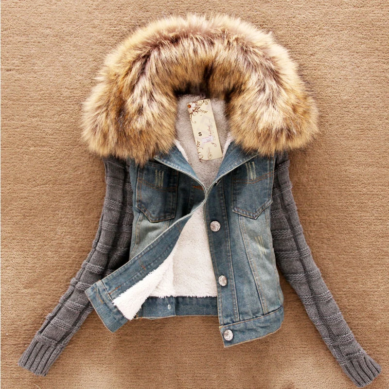 2018 Autumn Winter New Jeans Coat Fleece Short Denim Jacket Slim Spliced sleeve Jacket Outerwear Big CollarTops plus size 4XL5XL
2018 Autumn Winter New Jeans Coat Fleece Short Denim Jacket Slim Spliced sleeve Jacket Outerwear Big CollarTops plus size 4XL5XL