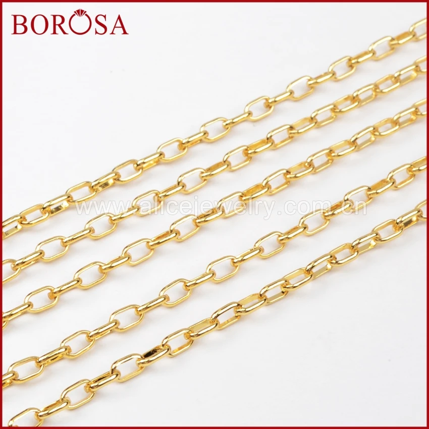 BOROSA 5 Meters Gold Silver Color Copper Iron Link Necklace Chain Flat Rectangle Link Chains Jewelry Findings PJ038
BOROSA 5 Meters Gold Silver Color Copper Iron Link Necklace Chain Flat Rectangle Link Chains Jewelry Findings PJ038