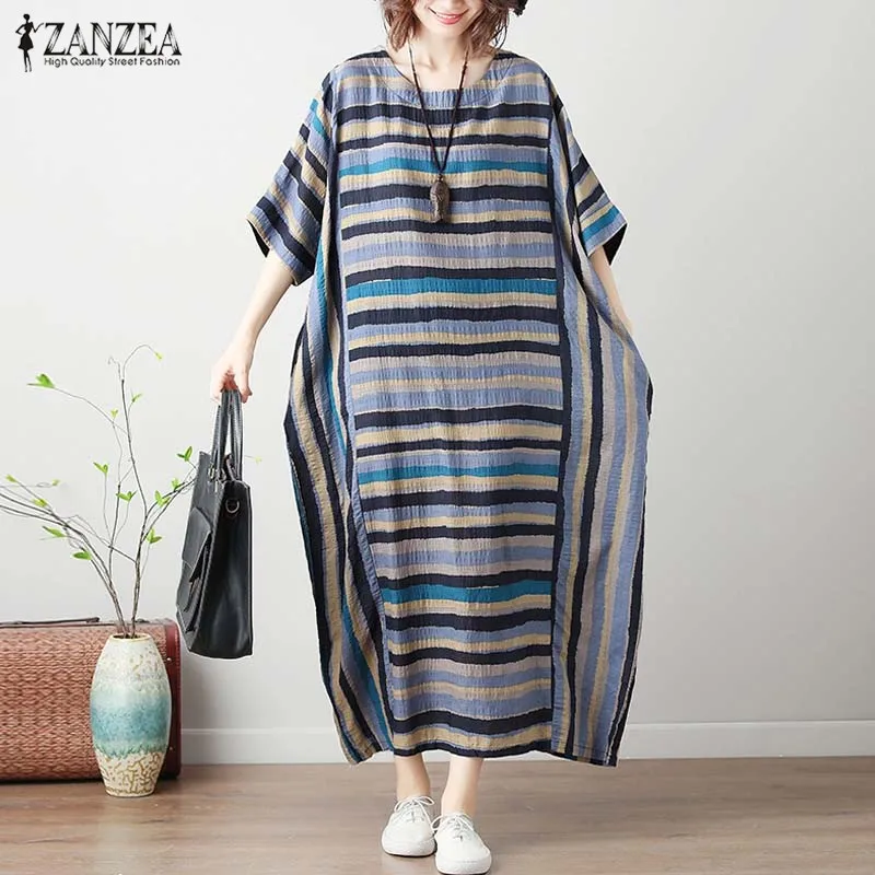 2019 Summer Striped Maxi Dress ZANZEA Vintage Women's Sundress Plus Size Robe Femme Batwing Sleeve Patchwork Long Vestidos 5XL
2019 Summer Striped Maxi Dress ZANZEA Vintage Women's Sundress Plus Size Robe Femme Batwing Sleeve Patchwork Long Vestidos 5XL