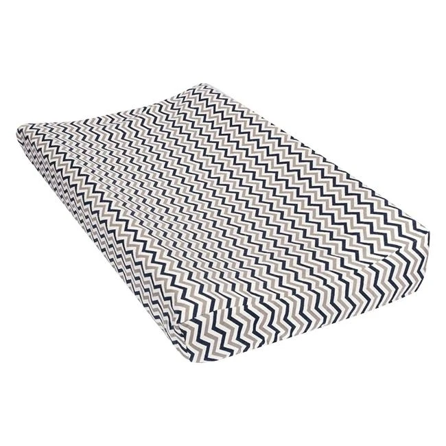 TrendLab 101377 Chevron Deluxe Flannel Changing Pad Cover Navy & Gray