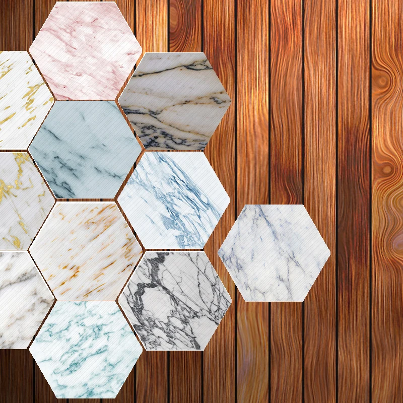 3D White Hexagon Wall Sticker Bathroom Mosaic Tile Decals Home Decor Oil-proof