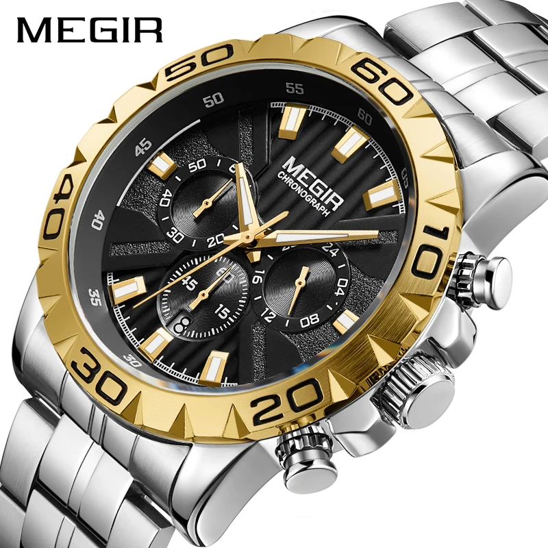 

MEGIR Watch Men Chronograph Quartz Business Mens Watches Top Brand Luxury Waterproof Wrist Watch Reloj Hombre Saat 2019 new